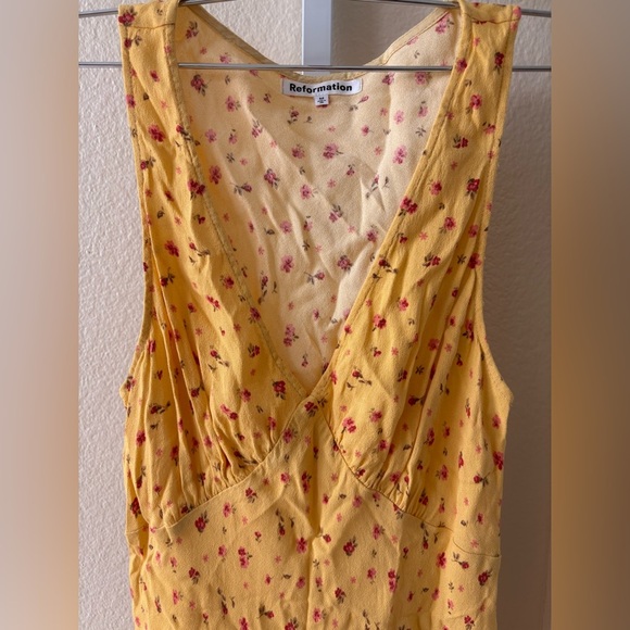 Reformation Calix Floral Print Mini Dress in Yellow - Size M - Picture 9 of 11